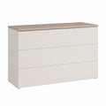 Cassettiera Alice a 3 Cassetti, Colore Olmo Perla e Bianco Larice, 103x39,5x74 cm, Laminata