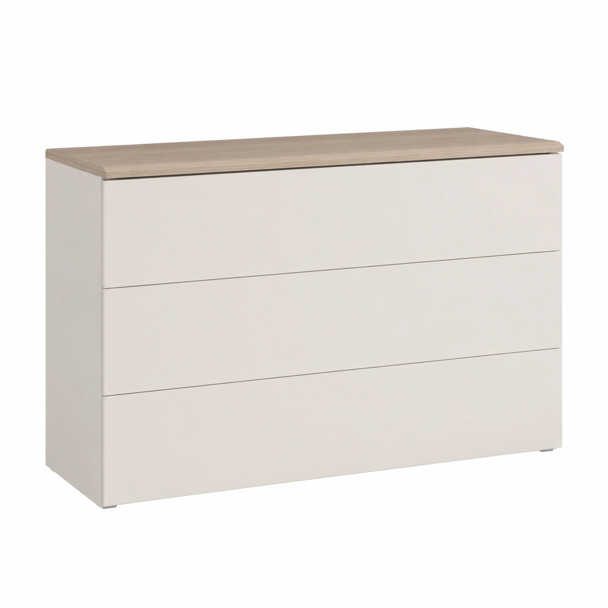 Cassettiera Alice a 3 Cassetti, Colore Olmo Perla e Bianco Larice, 103x39,5x74 cm, Laminata