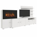 Mobile Soggiorno con Camino Elettrico, LED, Bianco, 170x290x45 cm