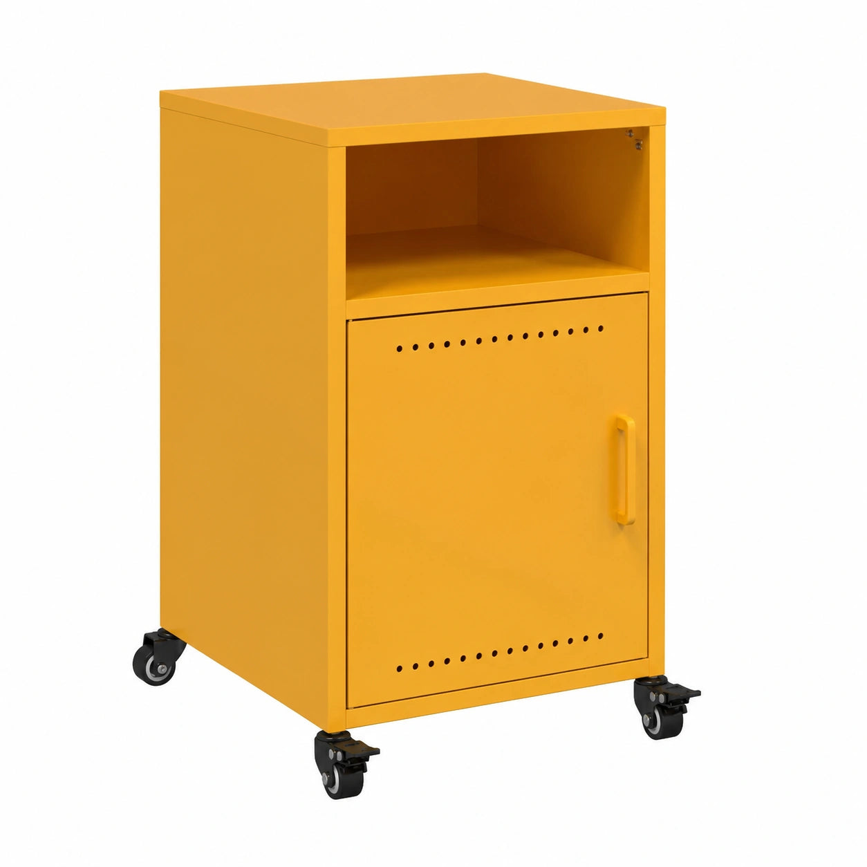 Set di 2 Comodini in Acciaio Giallo Senape 36x39x59 cm per Camera da Letto