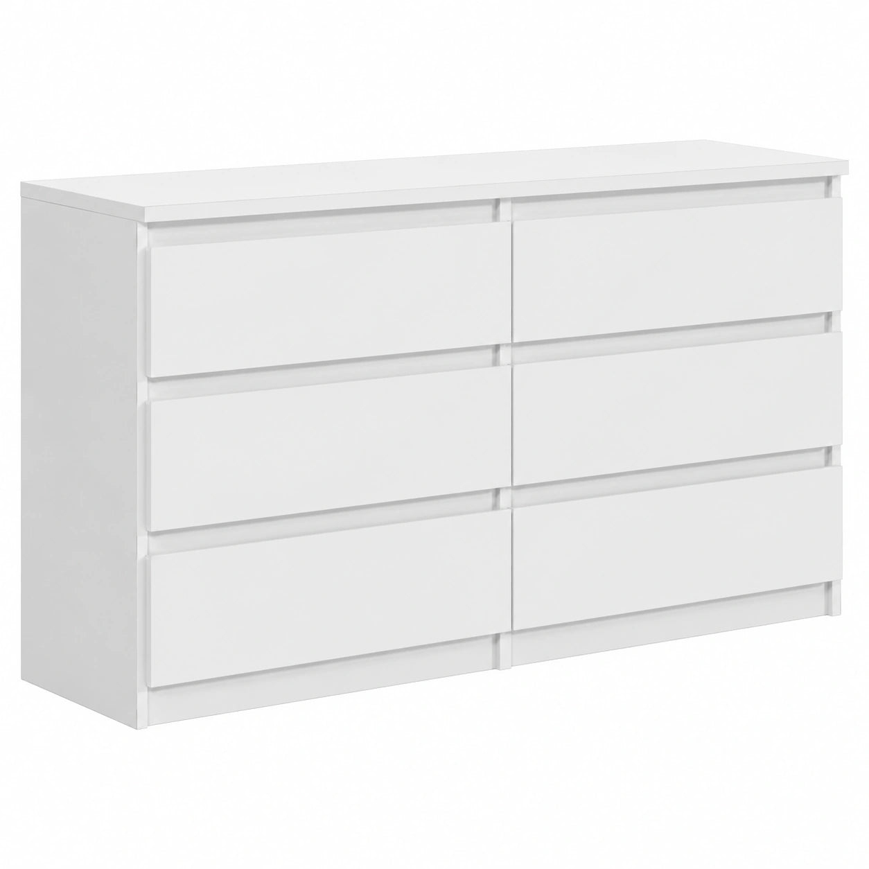 Settimino Bianco 6 Cassetti per Camera e Soggiorno, 140x80x40 cm, Design Moderno