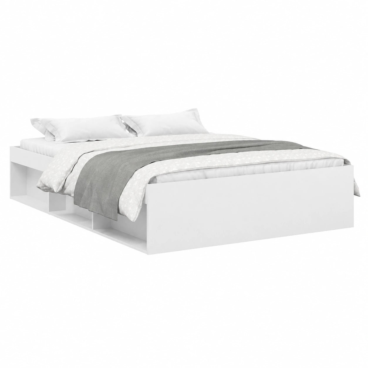 Struttura Letto Bianco 120x200 cm con Rete, Letto Matrimoniale Moderno per Camera da Letto