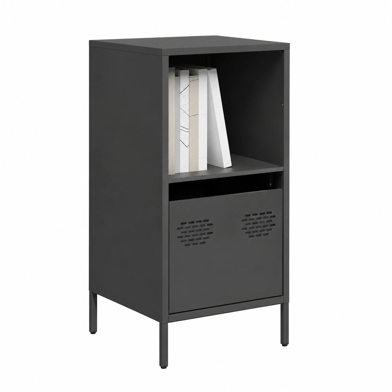 Mobiletto in Acciaio Nero per Soggiorno e Camera da Letto, 35x39x73,5 cm, Design Moderno e Funzionale