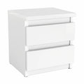 Set Comodini Moderni con Cassetti per Camera da Letto, Finitura Opaca e Lucida, Bianco