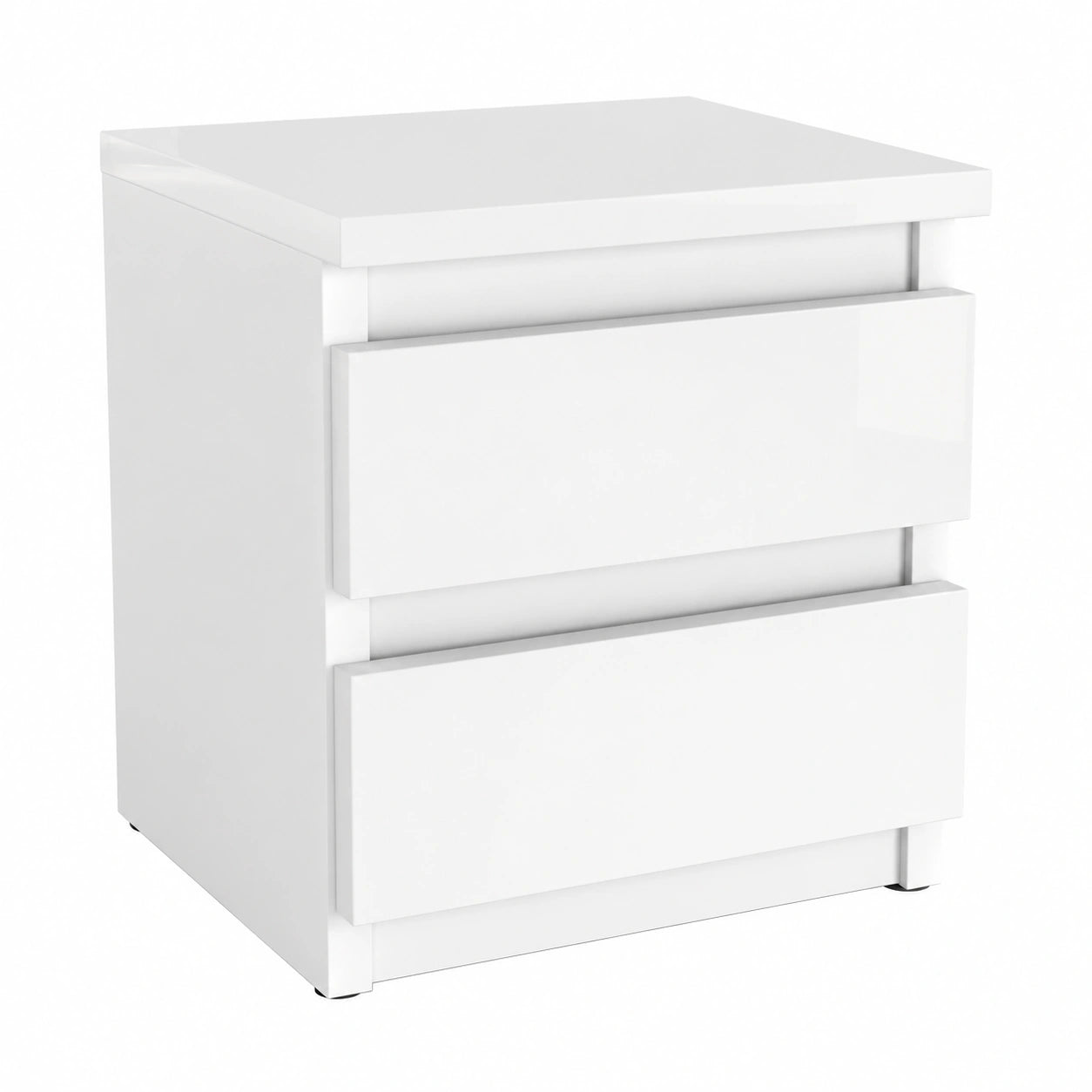 Set Comodini Moderni con Cassetti per Camera da Letto, Finitura Opaca e Lucida, Bianco