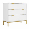 Cassettiera Bianca in Legno MDF con 3 Cassetti 80x40x75cm per Camera e Soggiorno