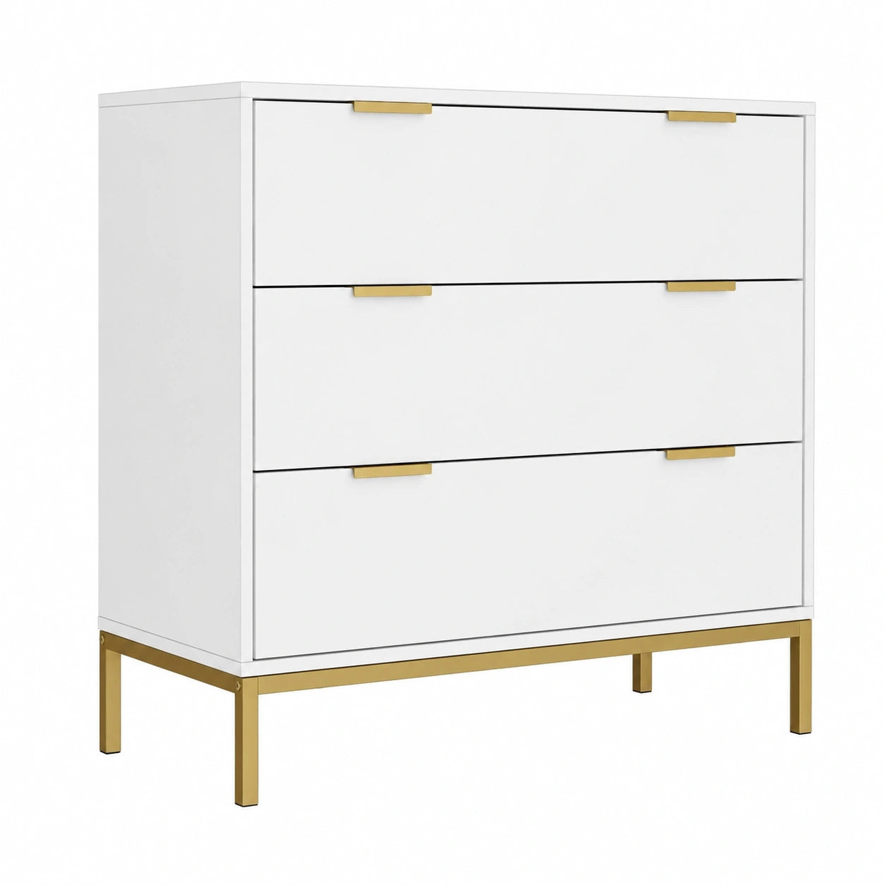 Cassettiera Bianca in Legno MDF con 3 Cassetti 80x40x75cm per Camera e Soggiorno