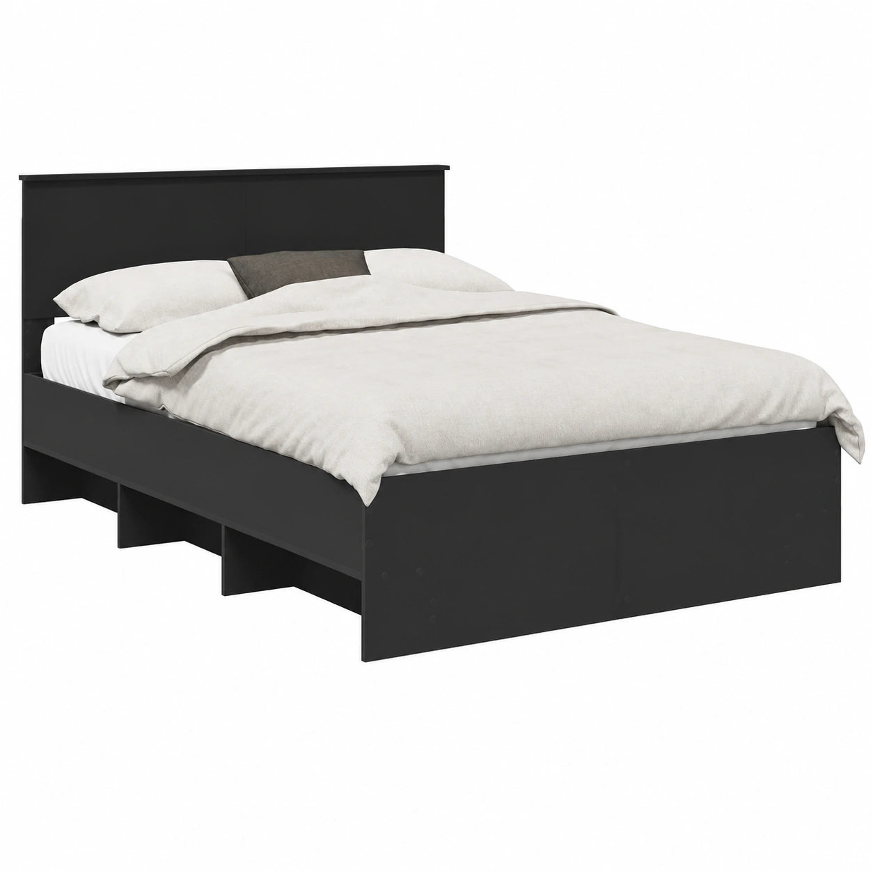 Letto Moderno in Legno Multistrato Nero 140x200 cm Minimalista e Resistente