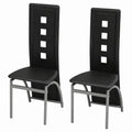 Set di 2 Sedie da Pranzo in Similpelle Nera per Soggiorno e Cucina