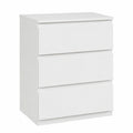 HOMCOM Comodino con 3 Cassetti in Stile Moderno, Antiribaltamento, per Camera da Letto e Soggiorno, Bianco Lucido, 55x34x75 cm