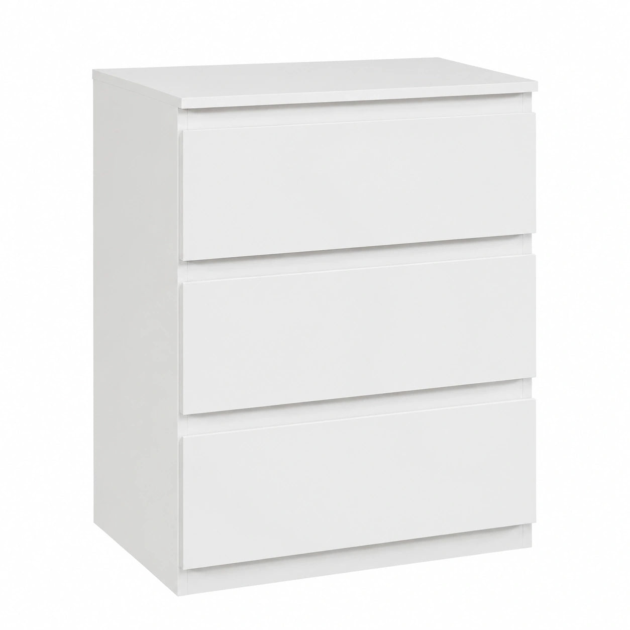 HOMCOM Comodino con 3 Cassetti in Stile Moderno, Antiribaltamento, per Camera da Letto e Soggiorno, Bianco Lucido, 55x34x75 cm