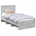 Letto Moderno in Legno con Testiera Cemento 120x123 cm, Design Minimalista Solido