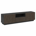 Mobile Porta TV in Stile Canneté con 4 Ante e 1 Cassetto, 220x43x46 cm, Finitura Antracite e Legno Scuro