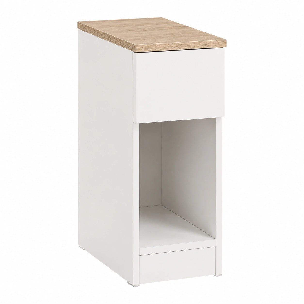 Set di 2 Comodini Salvaspazio con Cassetto, Bianco, 20x35x60 cm