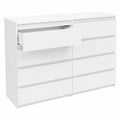 Cassettiera Moderna 8 Cassetti in Laminato Bianco per Camera e Soggiorno 40x75x138 cm