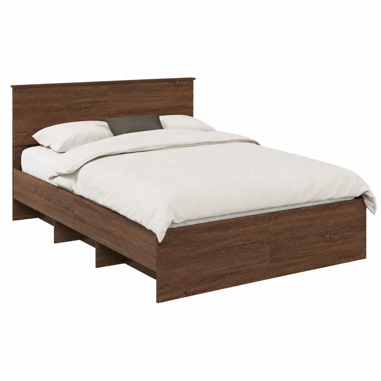 Letto Matrimoniale in Legno con Testiera Rovere Marrone 150x200 cm Moderno e Minimalista