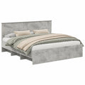 Letto Matrimoniale 180x200 cm con Testiera Grigio Cemento in Legno Moderno