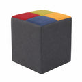 Pouf Quadrato Antimacchia, Design Moderno in Tessuto Patchwork Grigio, 41x41x48 cm, Realizzato in Italia