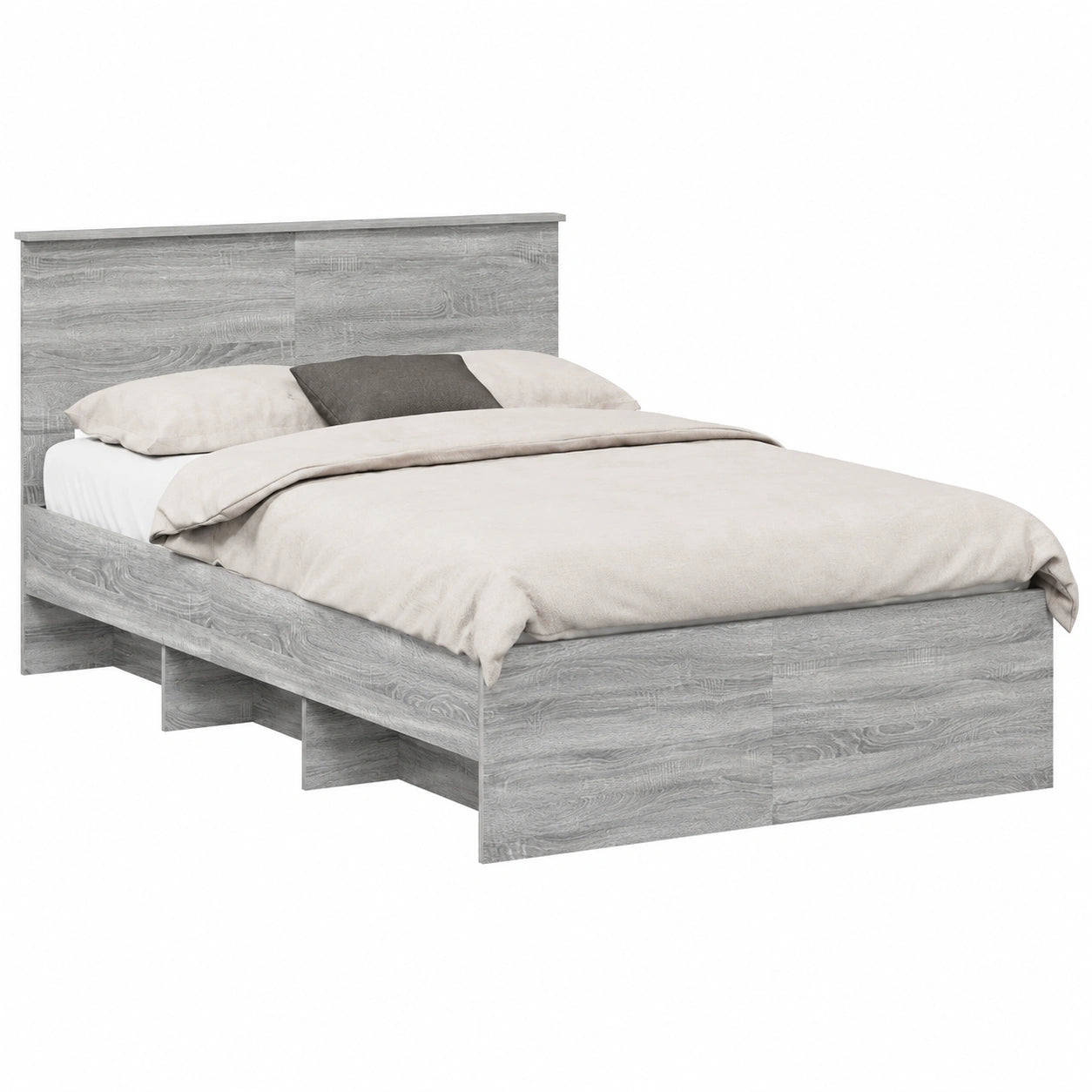 Letto Matrimoniale con Testiera Grigio Sonoma 137x203 cm in Legno Moderno e Resistente