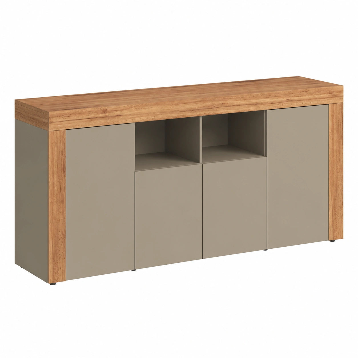 Credenza Moderna CHRONOS 4 Ante in Rovere e Tortora Opaco per Salotto