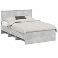 Letto in Legno Grigio Cemento con Testiera 120x123 cm, Design Moderno e Resistente