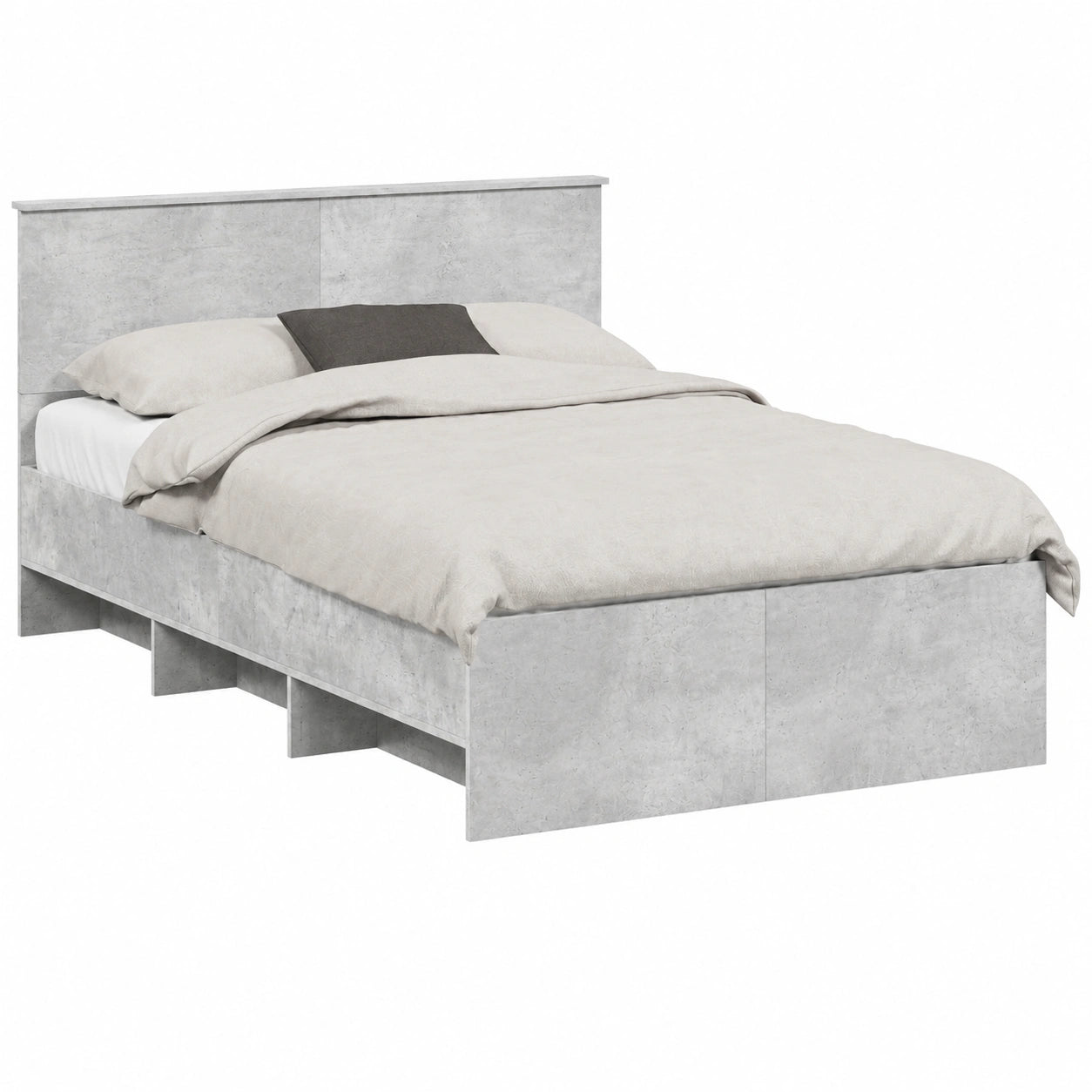 Letto in Legno Grigio Cemento con Testiera 120x123 cm, Design Moderno e Resistente