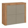 Credenza in Legno con 4 Ante, 140x40x130 cm, Tortora Opaco e Rovere
