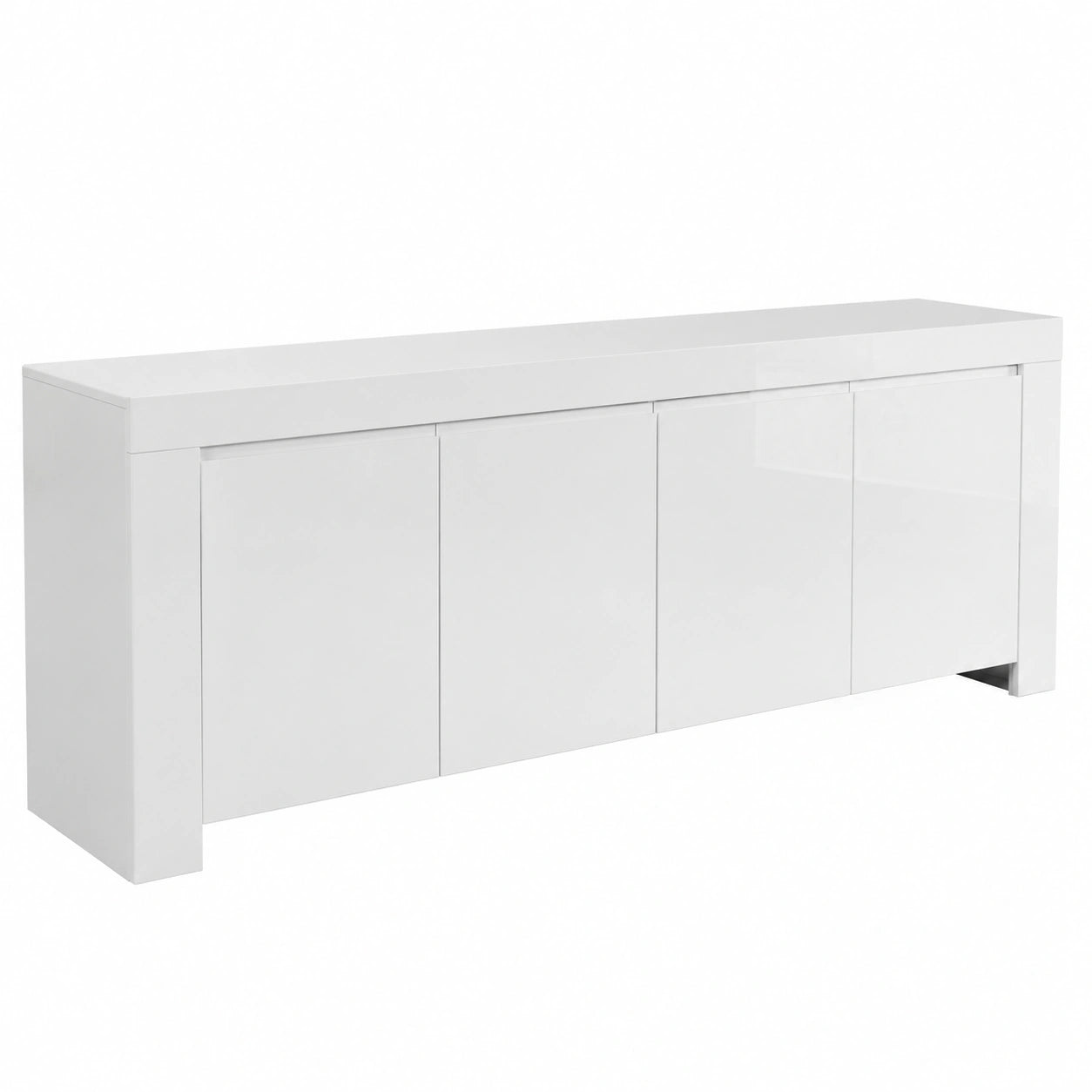 Credenza Moderna Bianca Lucida a 4 Ante con Ripiani per Salotto