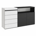 Credenza Moderna con Cassetti per Camera da Letto 157x75x35 cm in Bianco e Nero
