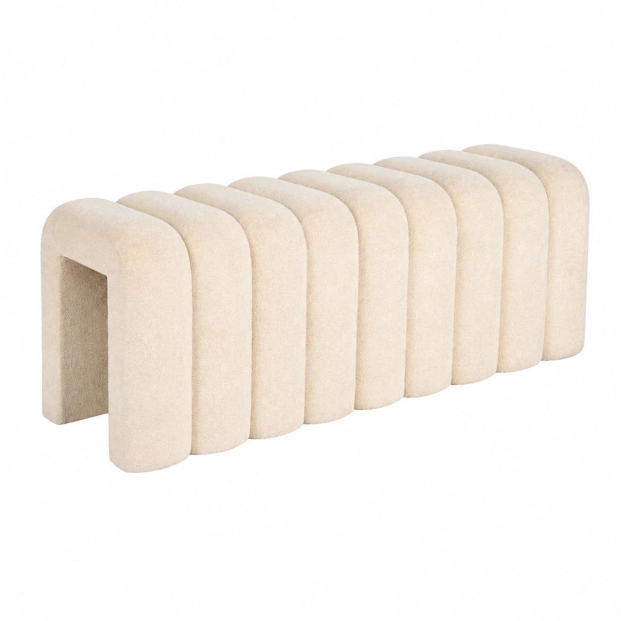 Panca Contemporanea in Tessuto Beige per Camera da Letto, 114x40x45 cm