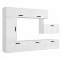 Parete Attrezzata Moderna con LED Bianca per Soggiorno, Set Mobile TV Furnitech C10