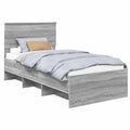 Letto in Legno Moderna Grigio Sonoma 120x123 cm con Testiera