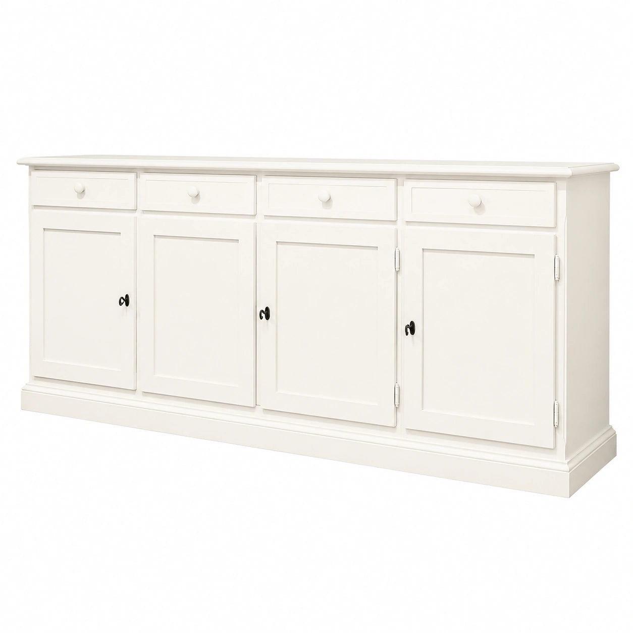 Credenza Classica in Legno Massello con Ante e Cassetti, 205x42x86 cm
