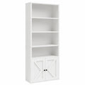Libreria Moderna con Ante e Ripiani Aperti, Scaffale Bianco per Casa e Ufficio, 55.5x23.5x181 cm