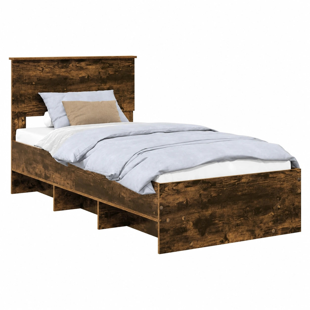 Letto in Legno Multistrato 80x200 cm Rovere Fumé, Design Moderno e Minimalista