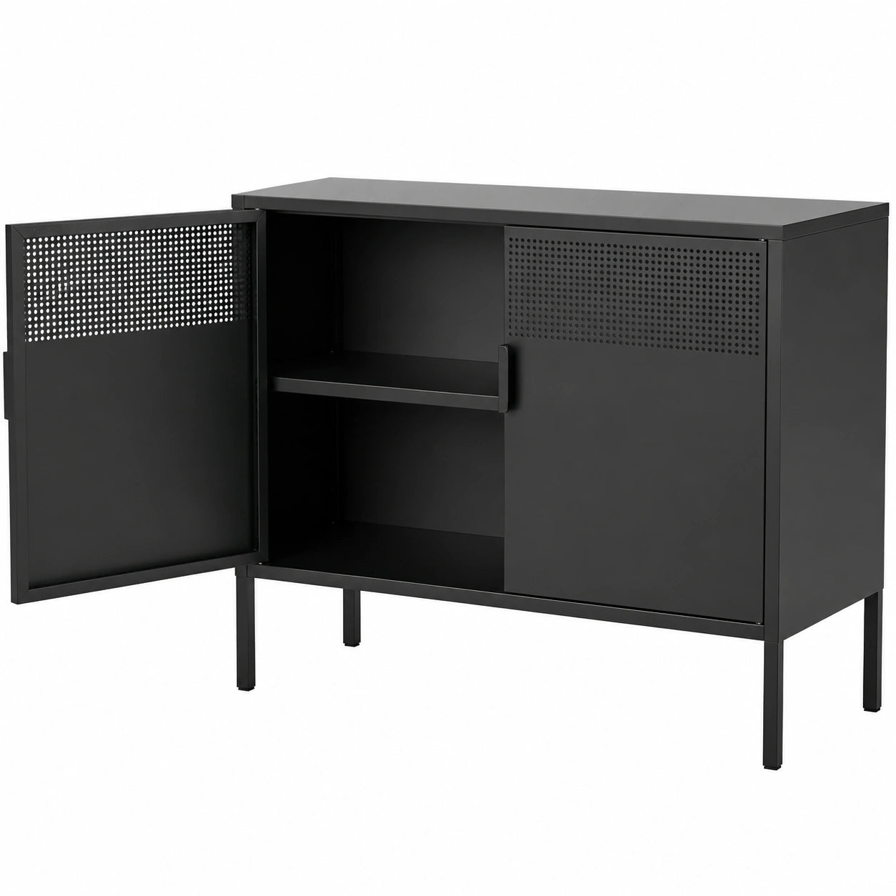 Armadio in Acciaio Nero con Ripiani Regolabili e Chiusura Magnetica, Perfetto per Ufficio e Casa, 40x100x64 cm