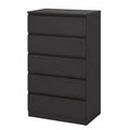 Cassettiera Moderna Nera a 5 Cassetti, Mobile Versatile per Casa, 60x40x121 cm