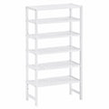 HITNET Libreria a 6 Ripiani Regolabili in Bambù, Organizer Versatile per Cucina o Piante, Colore Bianco