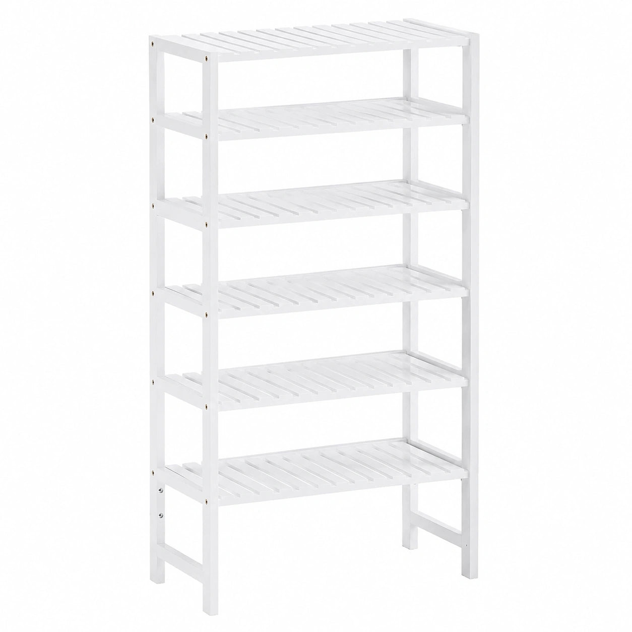 HITNET Libreria a 6 Ripiani Regolabili in Bambù, Organizer Versatile per Cucina o Piante, Colore Bianco