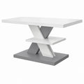 Tavolino da salotto moderno bianco e grigio con ripiano lucido