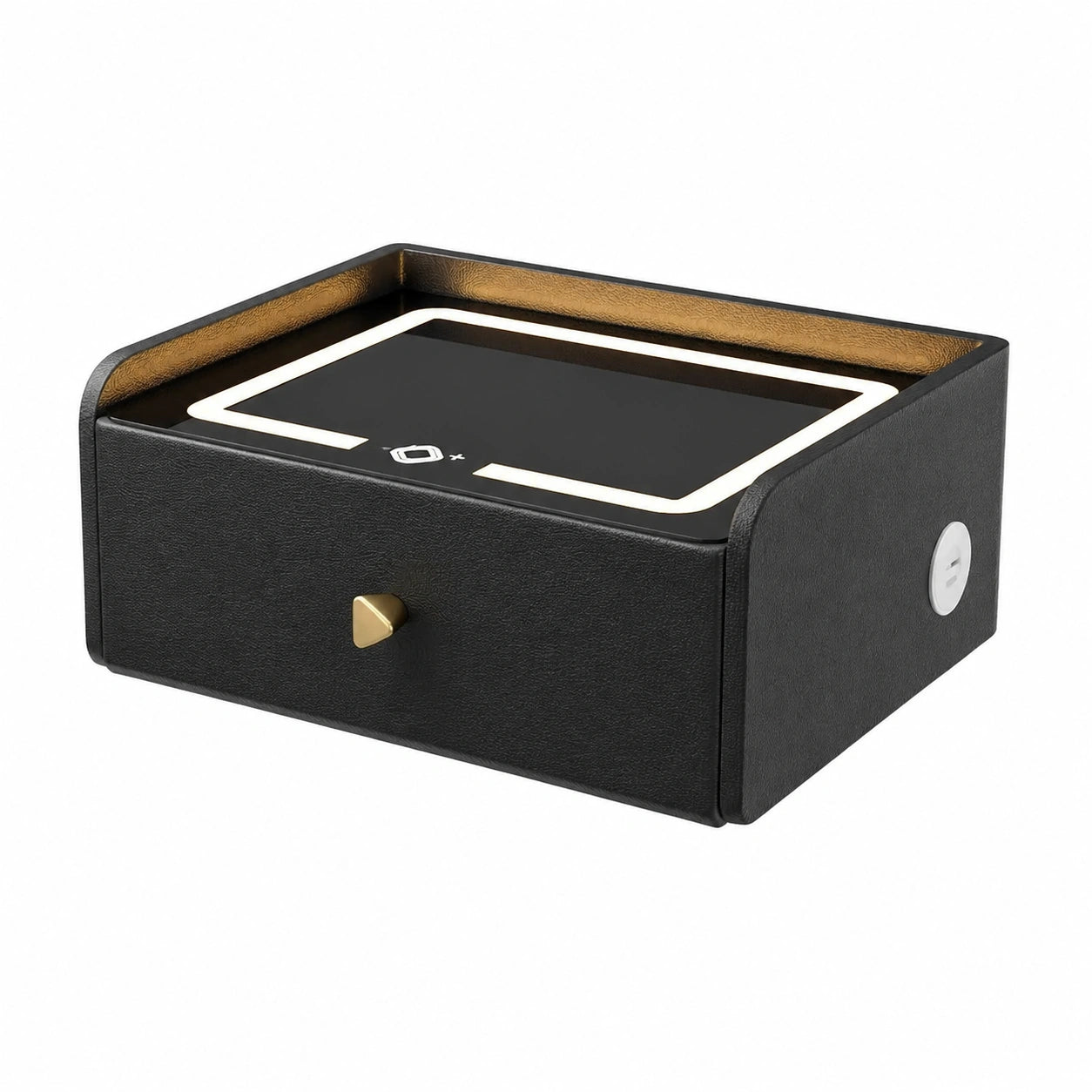 Comodino Moderno con Ricarica Wireless, Porte USB e LED per Camera da Letto Nera