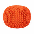 Pouf lavorato a maglia in cotone arancione per salotto, 40x35 cm